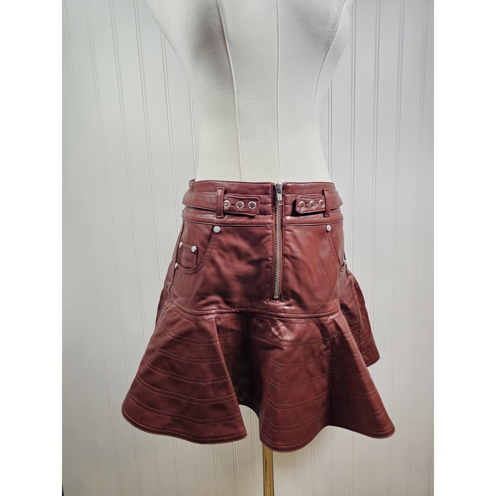 Anthropologie Pilcro Fit And Flare Faux Leather Mini Skirt Women's 4 NWT